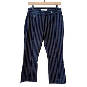 Derek Lam 10 Crosby Blue Velvet Striped Crop Flare Trousers Size 4 **Flawed**